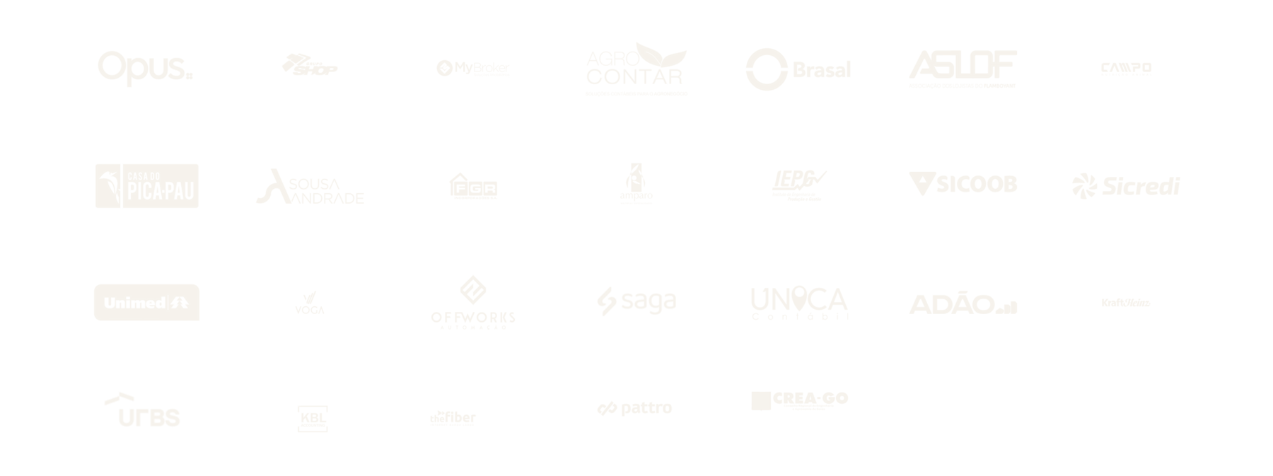 Logos de clientes atendidos pela Rarus DC